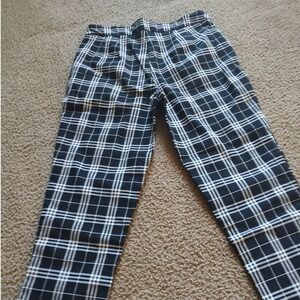 Jessica Riley Womens Black White Plaid Straight Leg‎ Pants Size M